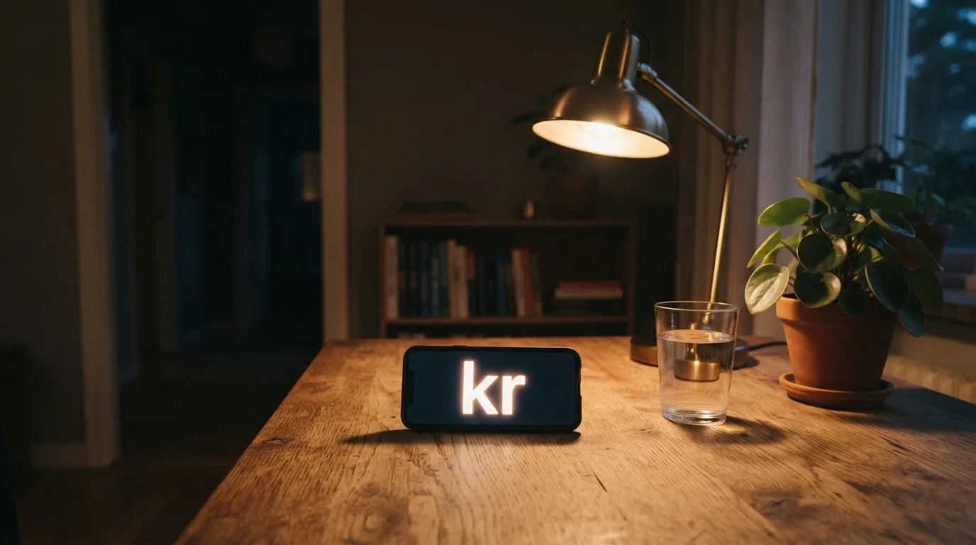 En skrivbordslampa lyser upp ett vattenglas och en kruka, rummet bakom mörknar sakta — utländska casinon i sverige